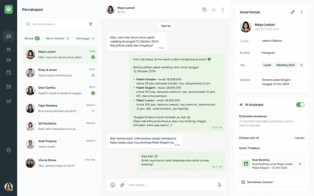 Ilustrasi chat AI WhatsApp otomatis untuk vendor wedding