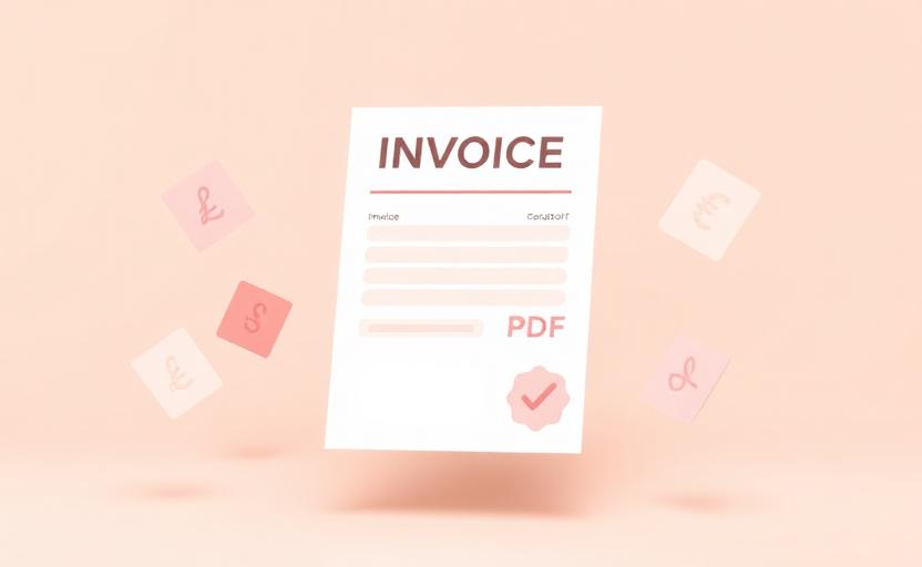 Ilustrasi invoice PDF otomatis untuk vendor wedding